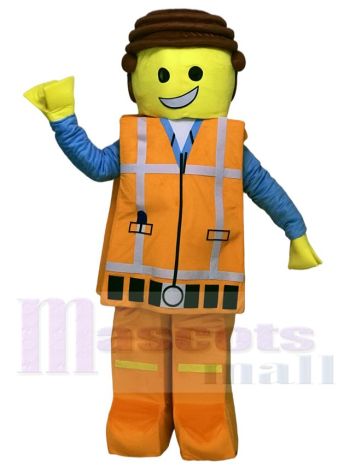 Orange Lego Building Block Figur Maskottchen Kostüm