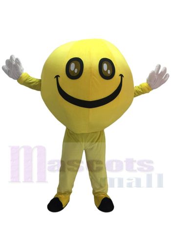 Gelbes Emoji grinsendes glückliches Smiley Gesichts Maskottchen Kostüm