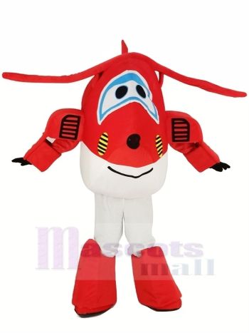 rot Jet Airplane Jett Maskottchen Kostüm Karikatur