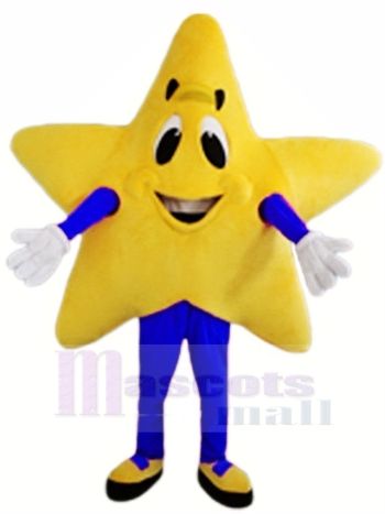 Gelb Funkeln Star mit Blau Mantel Maskottchen Kostüm Weihnachten