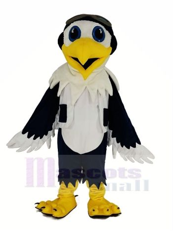 Blau und Weiß Adler mit Weste As Pilot Vogel Maskottchen Kostüm Tier