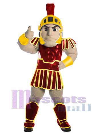 Spartanischer Krieger in Gold und Rot Maskottchen-Kostüm