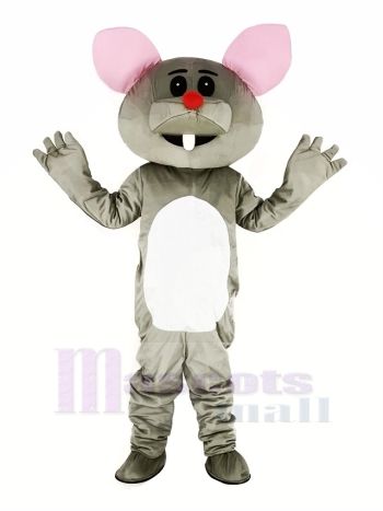 Grau Maus mit rot Nase Maskottchen Kostüm Karikatur