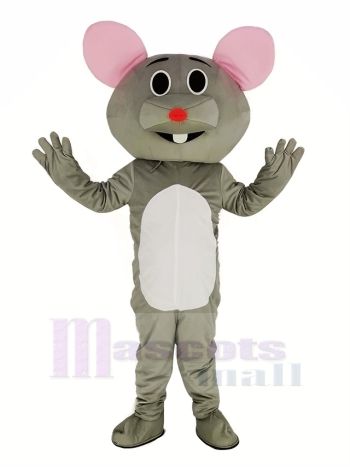 Grau Maus mit rot Nase Maskottchen Kostüm