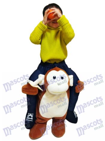 Piggyback Monkey Carry Me Fahrt brauner Affe mit einer Banane für Kid Maskottchen Kostüm