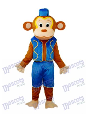 Clown Affe im blauen Weste Maskottchen erwachsenes Kostüm Tier