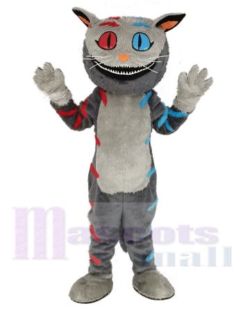 Cheshire Cat mit rot und Blau Augen Maskottchen Kostüm Karikatur