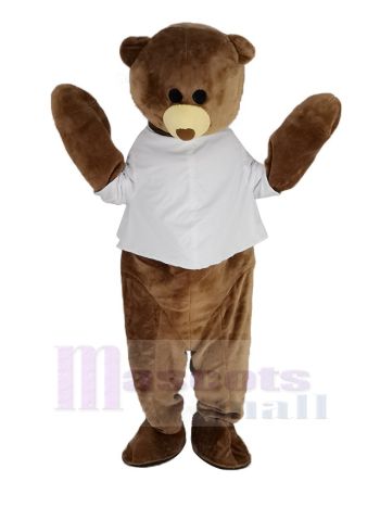 Süß Braun Bär mit Weiß Weste Maskottchen Kostüm