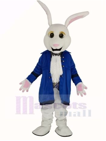 Ostern Weiß Hase im Blau Mantel Maskottchen Kostüm
