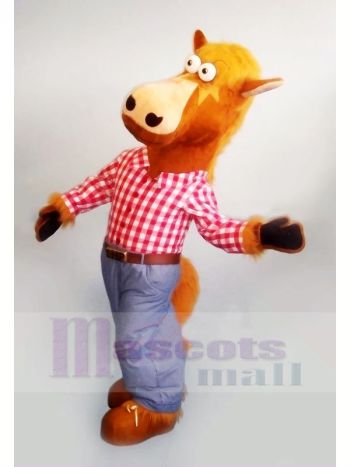 Pferd mit Rosa T-Shirt Maskottchen Kostüme Tier