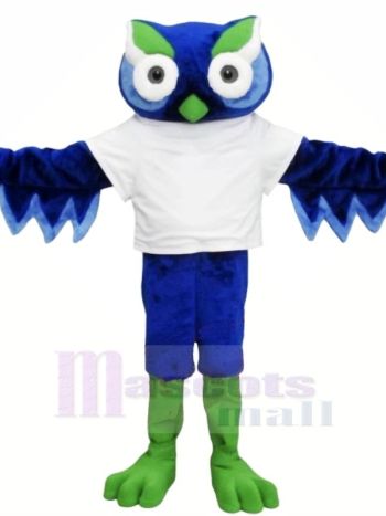Süß Blau Eule mit Grün Augenbraue Maskottchen Kostüme Tier
