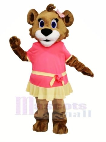 Weiblich Löwe mit Kleid Maskottchen Kostüme Karikatur