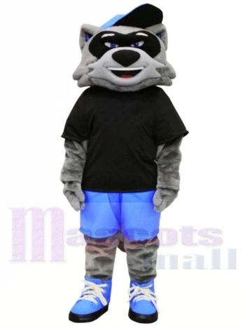 Cool Waschbär mit Schwarz T-Shirt Maskottchen Kostüme Tier