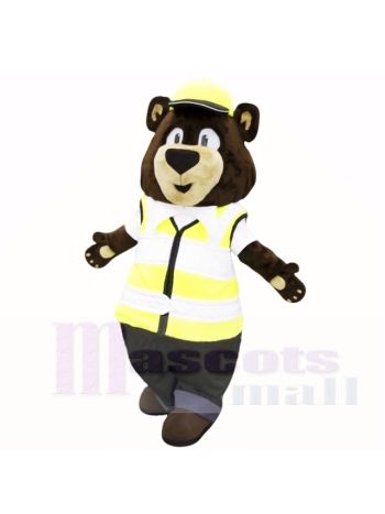 Sunny Bear mit gelbem Hut-Maskottchen kostümiert Erwachsenen