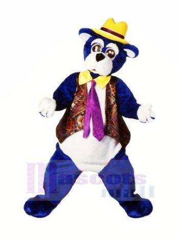 Blau Bär mit Gelb Hut Maskottchen Kostüme Karikatur