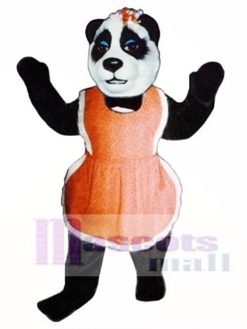 Frau Panda mit Schürze Maskottchen Kostüm