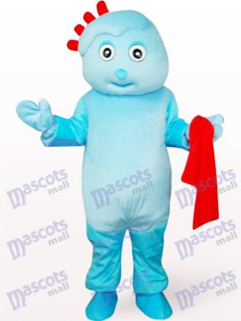 Netter Junge im Blau kleidet Maskottchen Kostüm