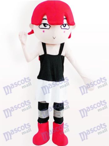 Rot Behaartes Mädchen Cartoon Adult Maskottchen Kostüm