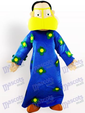 Fette Frau in blauer Kleidung Cartoon Adult Maskottchen Kostüm