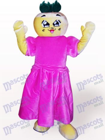 Flache Kopf Mädchen Cartoon Adult Maskottchen Kostüm