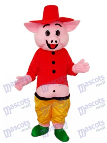 Red Hat Schwein Maskottchen Adult Kostüm Tier