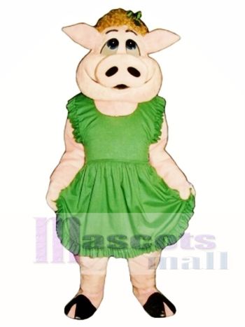 Hilda Schwein mit Schürze Maskottchen Kostüm