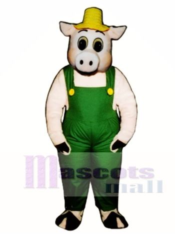 Niedlich Otis Oinker Schwein Schwein mit Strohhut & Overall Maskottchen Kostüm