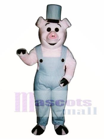 Arbeiter Ferkel Schwein mit Overalls & Hut Maskottchen Kostüm