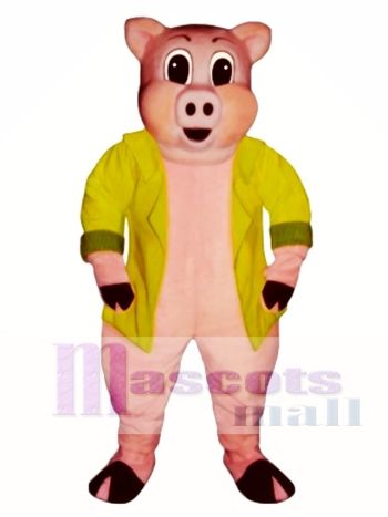 Großes Schwein mit Jacket Maskottchen Kostüm