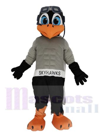 Skyhawk mit Weiß Mantel Maskottchen Kostüm