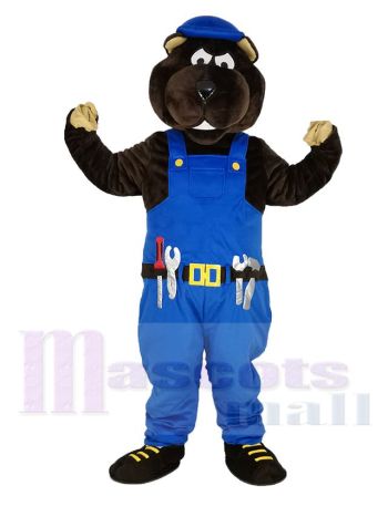 Gopher Arbeiter im Blau Overall Maskottchen Kostüm Tier