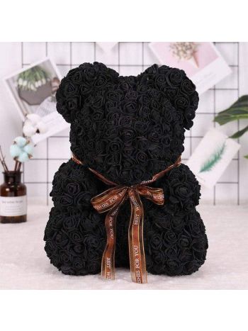 Schwarze Rose Teddybär Blumenbär Bestes Geschenk für Muttertag, Valentinstag, Jubiläum, Hochzeit und Geburtstag