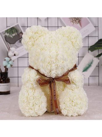 Beige Rose Teddybär Blumenbär Bestes Geschenk für Muttertag, Valentinstag, Jubiläum, Hochzeit und Geburtstag