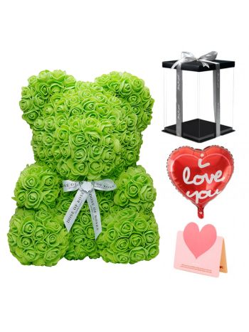Grüne Rose Teddybär Blumenbär Bestes Geschenk für Muttertag, Valentinstag, Jubiläum, Hochzeit und Geburtstag