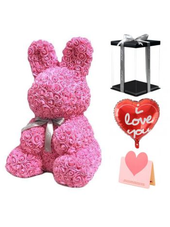 Rosa Rose Kaninchen Blume Kaninchen Bestes Geschenk für Muttertag, Valentinstag, Jubiläum, Hochzeit und Geburtstag