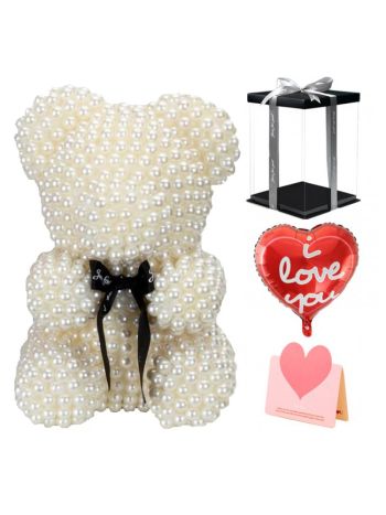 Exklusiv Beige Perle Rose Teddybär Bestes Geschenk für Muttertag, Valentinstag, Jubiläum, Hochzeit und Geburtstag