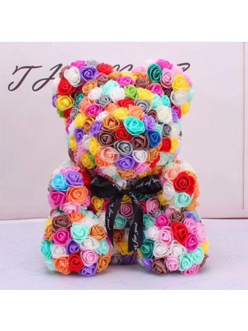 Neuer Stil Rose Teddybär Blumenbär Mehrfarbig #2 Bestes Geschenk für Muttertag, Valentinstag, Jubiläum, Hochzeit und Geburtstag