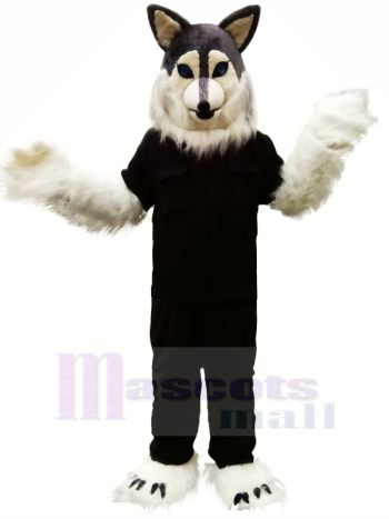 Grau Wolf Heiser Maskottchen Kostüme Karikatur