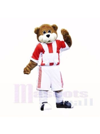 Fußball Bär mit rot und Weiß T-Shirt Maskottchen Kostüme Schule