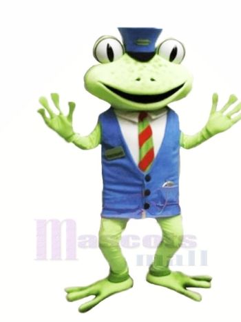 Frosch mit Blau Weste Maskottchen Kostüme