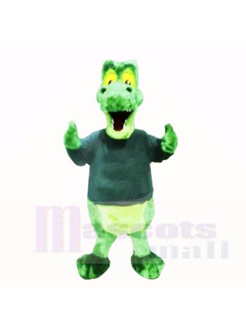 Grün Alligator mit Schwarz Hemd Maskottchen Kostüme Schule
