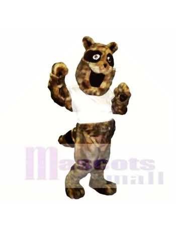 Sport Waschbär mit Weiß Hemd Maskottchen Kostüme Karikatur