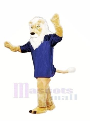 Braun Löwe mit Blau T-Shirt Maskottchen Kostüme Erwachsene