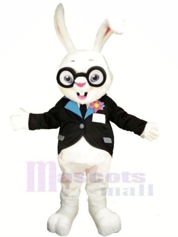 Weiß Hase mit Brille Maskottchen Kostüme Tier