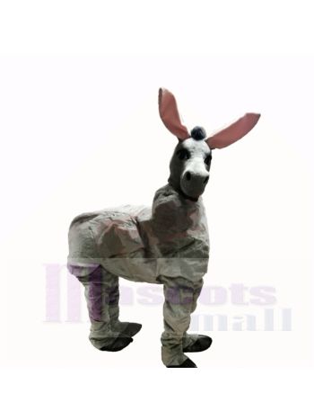 Nettes graues Zwei-Personen-Esel-Maskottchen kostümiert Karikatur
