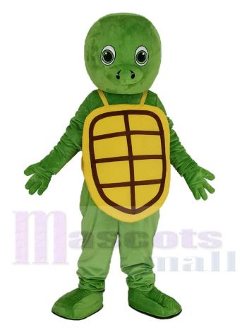 glücklich Grün Schildkröte mit Gelb Schale Maskottchen Kostüm