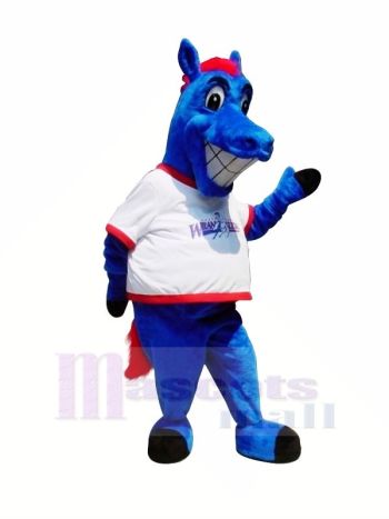glücklich Blau Pferd Maskottchen Kostüme Karikatur