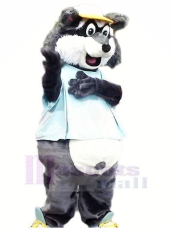 Grau Waschbär mit Gelb Hut Maskottchen Kostüme