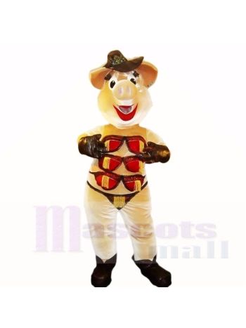 Stripper Schwein mit Brown Hat Maskottchen Kostüme Karikatur	