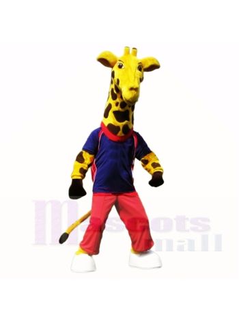 Sport Giraffe mit Blau Hemd Maskottchen Kostüme Schule